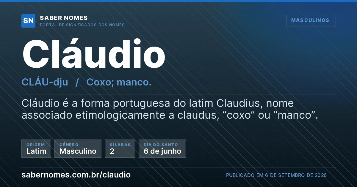 Imagem com o significado do nome Cláudio