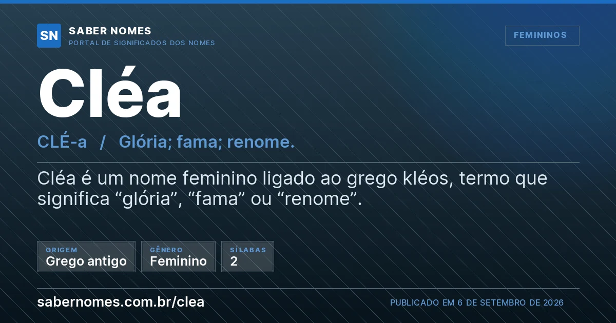 Imagem com o significado do nome Cléa