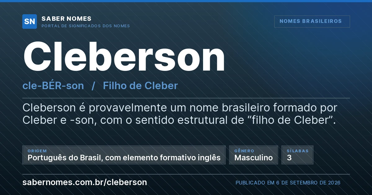 Imagem com o significado do nome Cleberson
