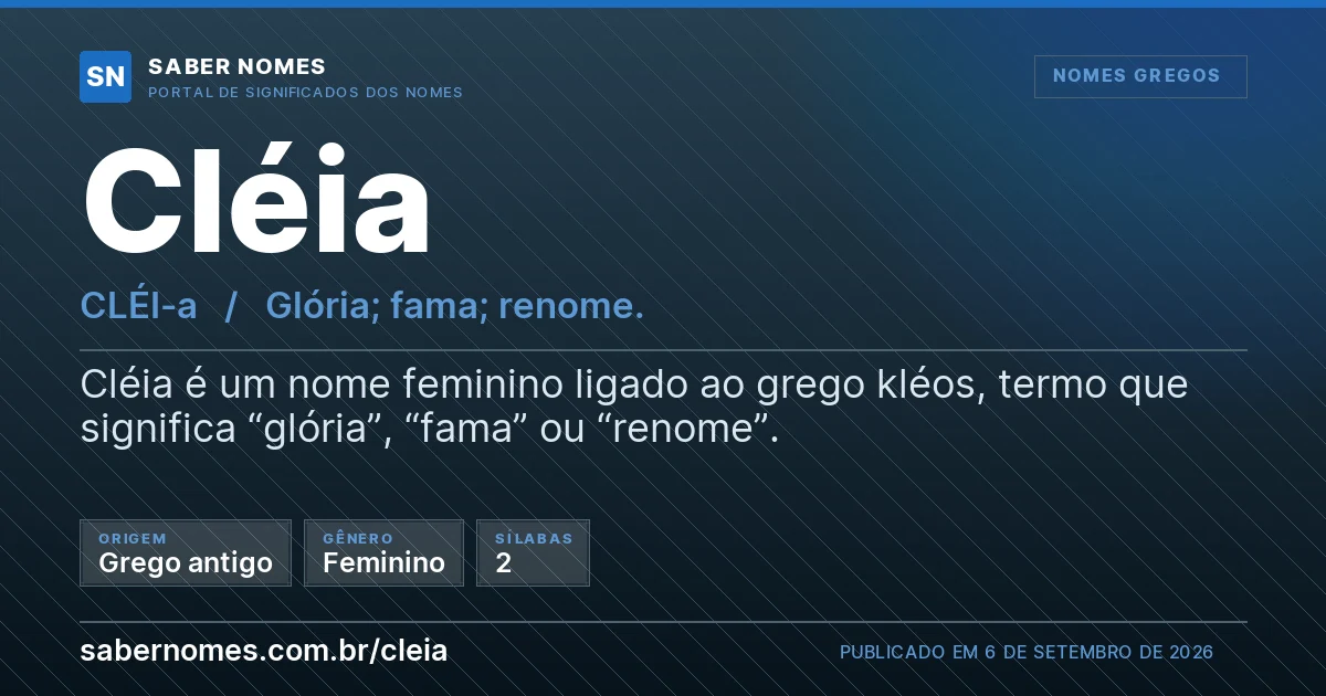 Imagem com o significado do nome Cléia