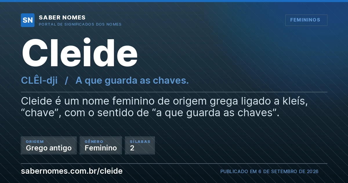 Imagem com o significado do nome Cleide