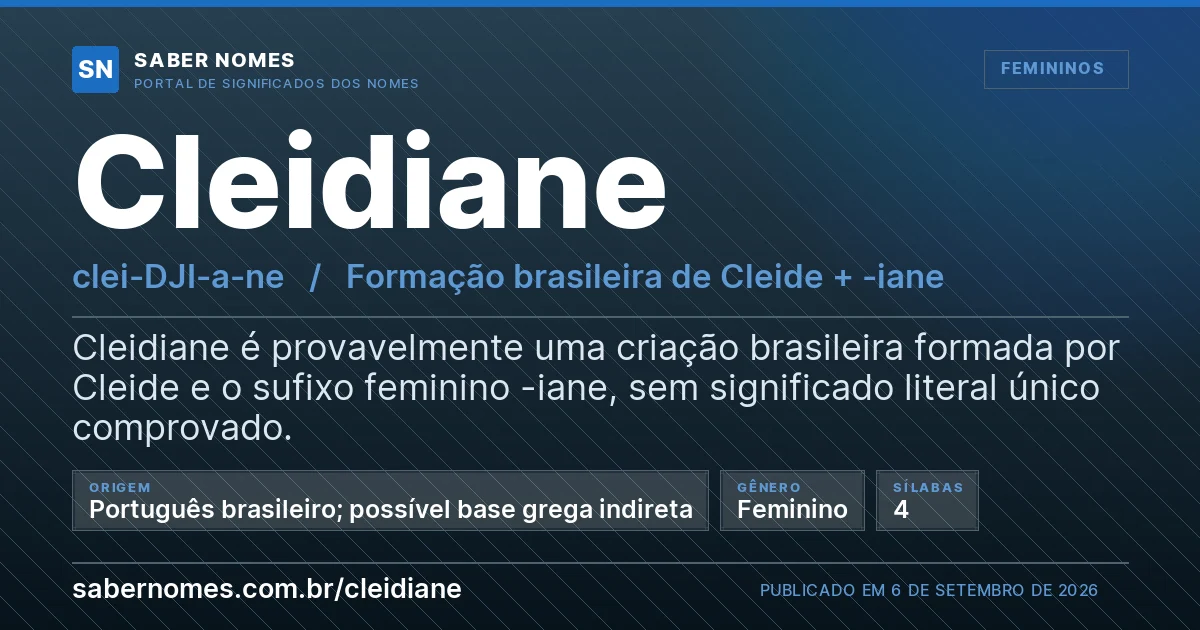Imagem com o significado do nome Cleidiane