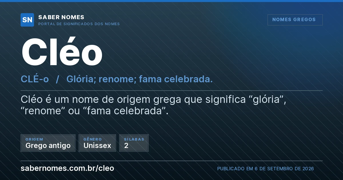 Imagem com o significado do nome Cléo
