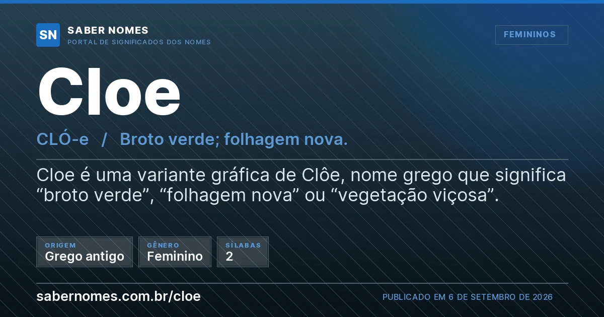 Imagem com o significado do nome Cloe