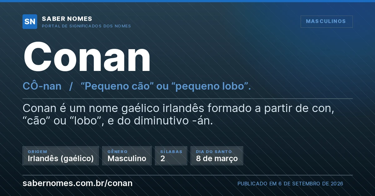 Imagem com o significado do nome Conan