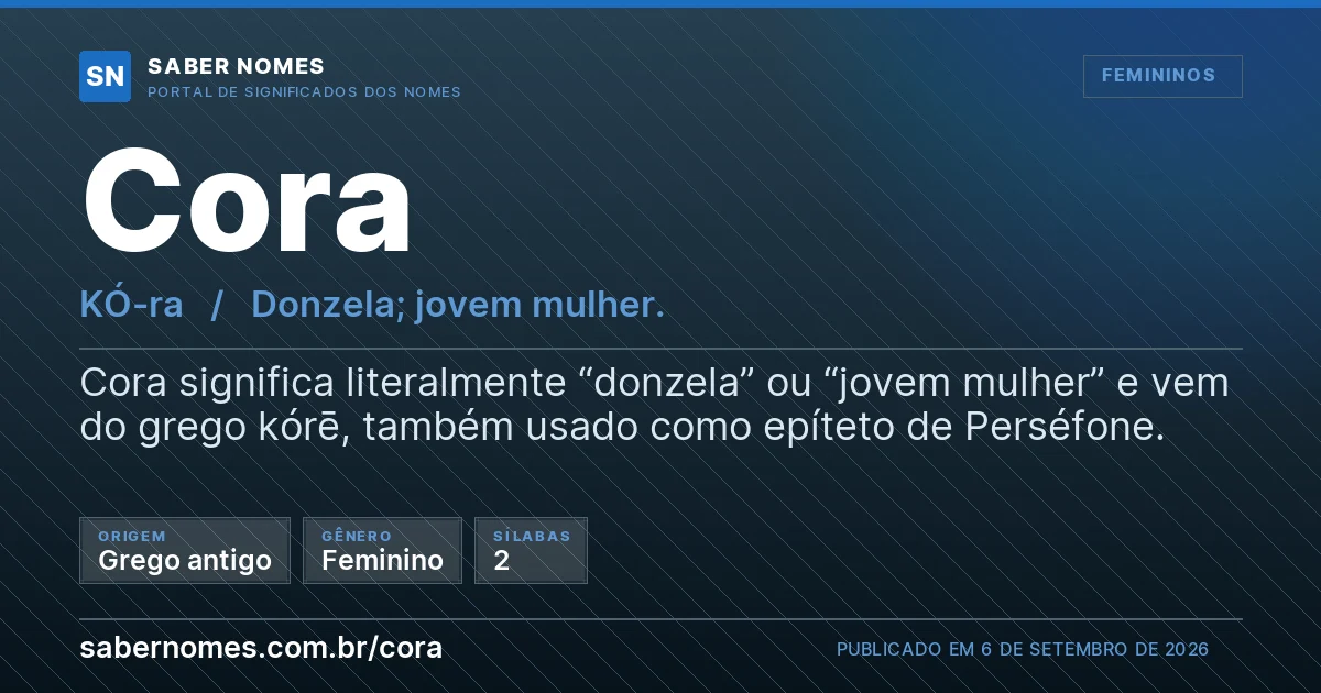 Imagem com o significado do nome Cora