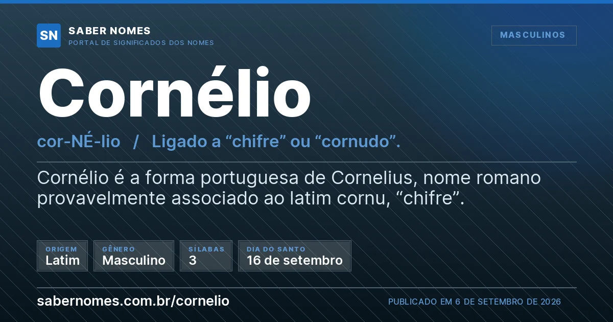 Imagem com o significado do nome Cornélio