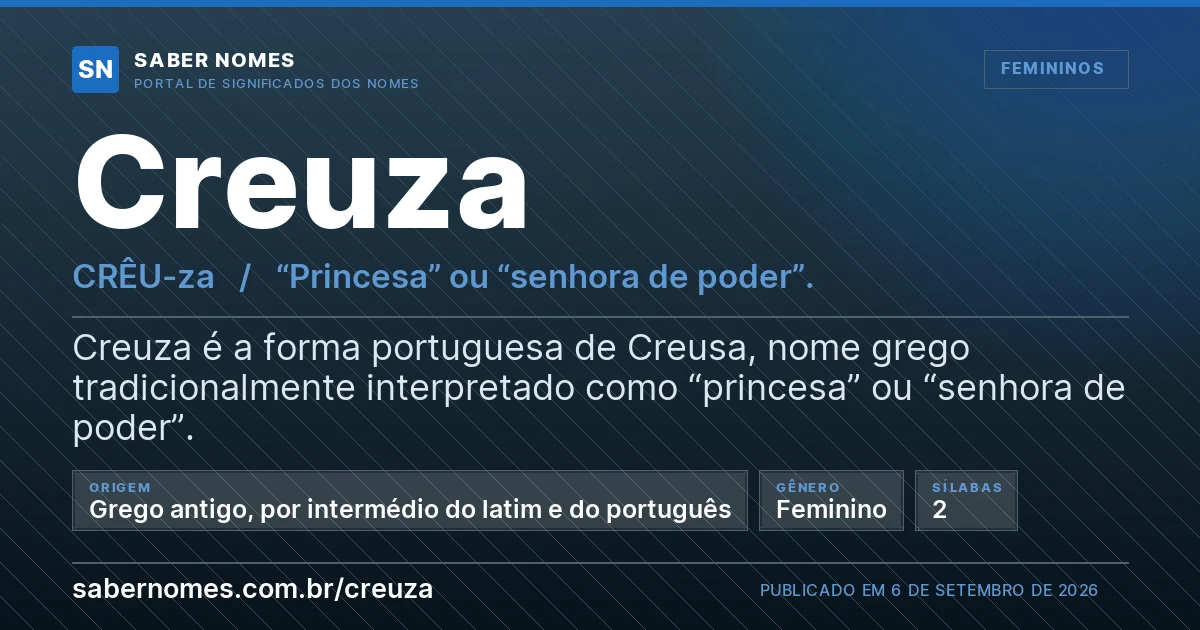 Imagem com o significado do nome Creuza