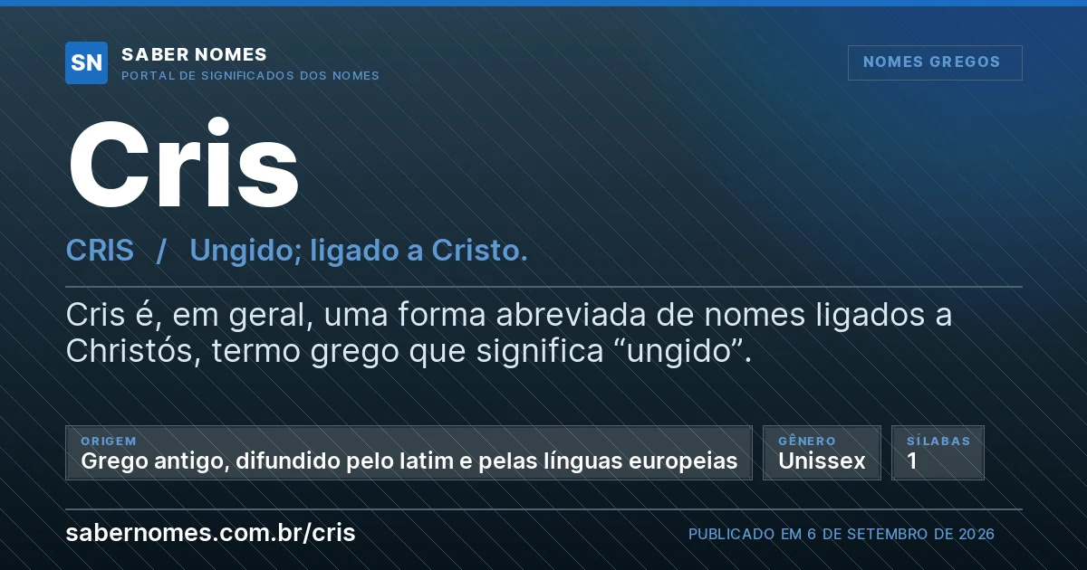 Imagem com o significado do nome Cris