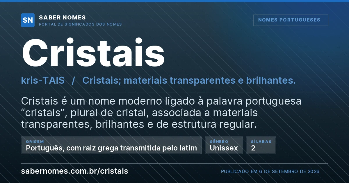 Imagem com o significado do nome Cristais