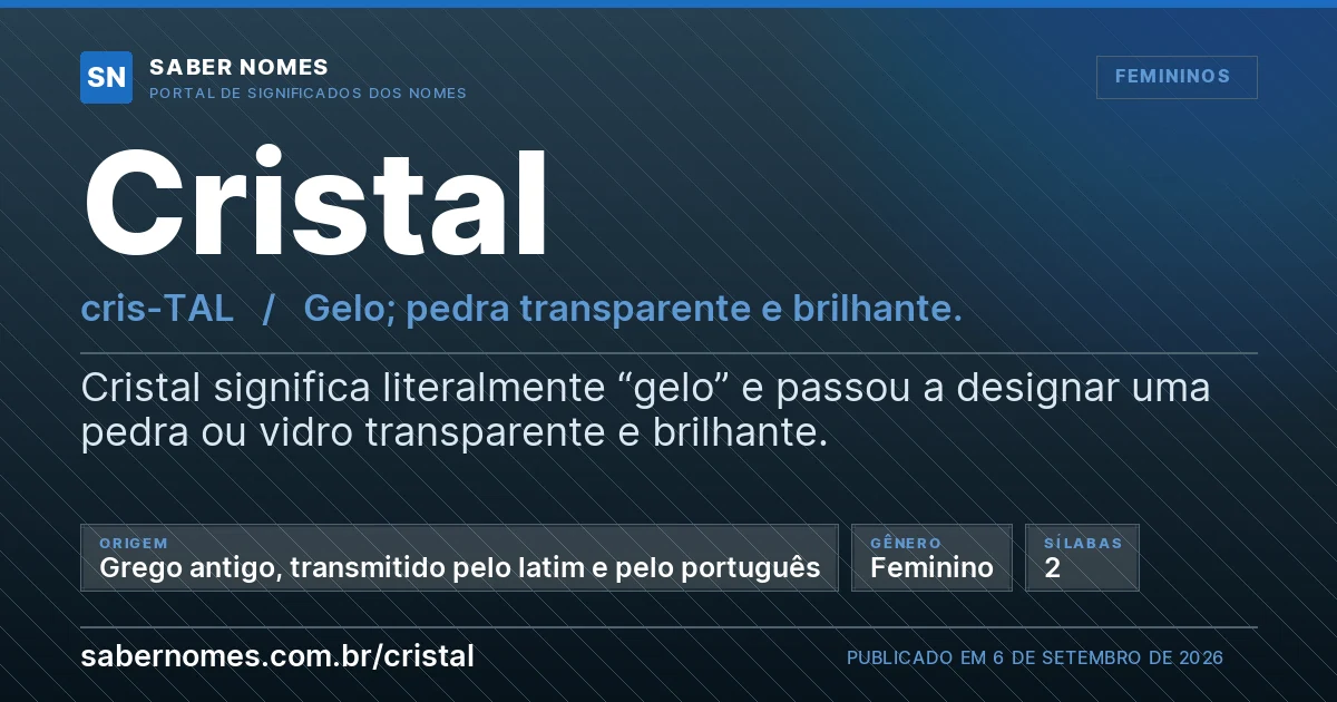 Imagem com o significado do nome Cristal