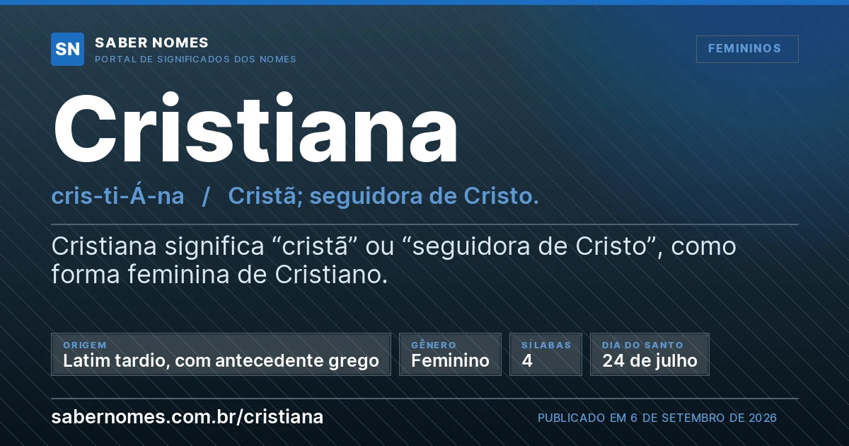Imagem com o significado do nome Cristiana