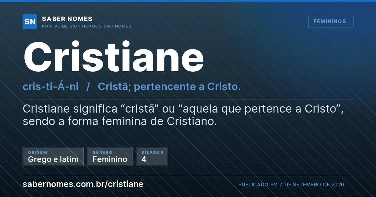 Imagem com o significado do nome Cristiane