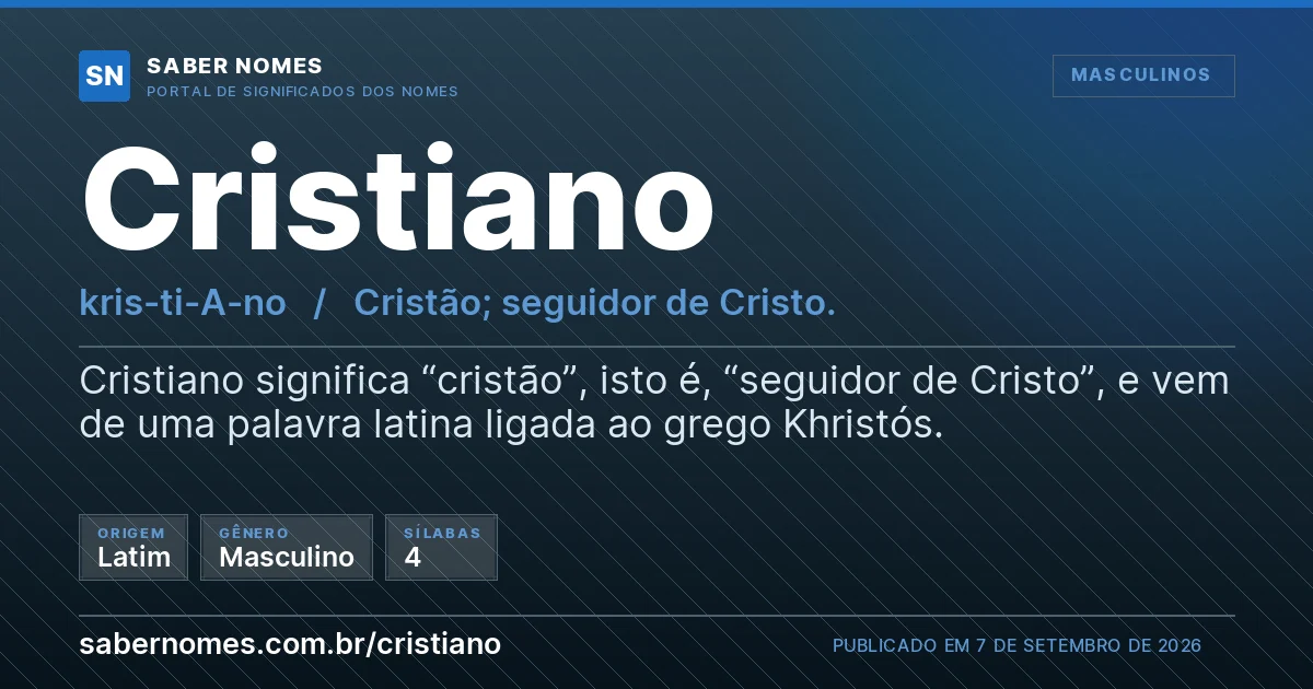 Imagem com o significado do nome Cristiano