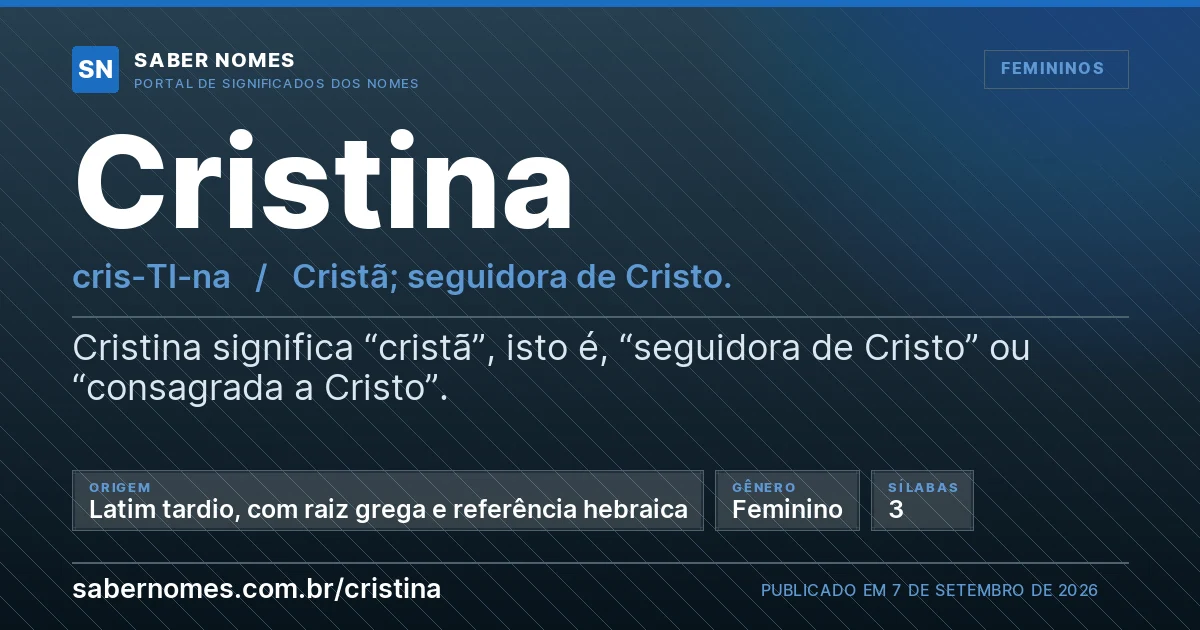 Imagem com o significado do nome Cristina