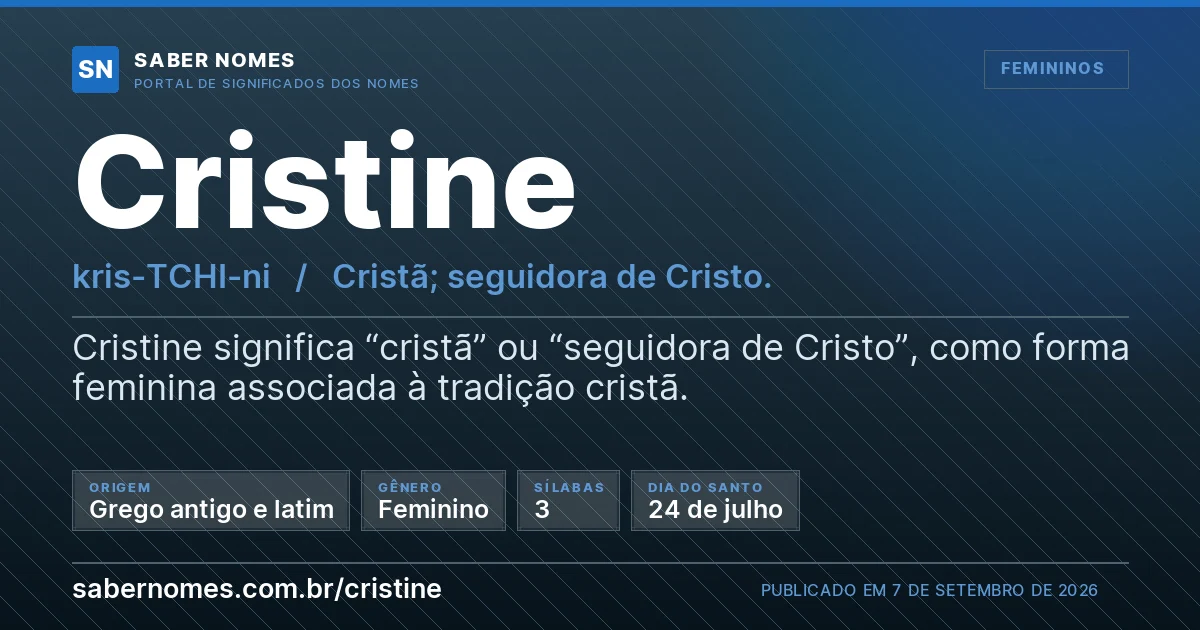 Imagem com o significado do nome Cristine