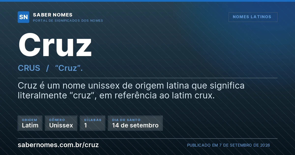 Imagem com o significado do nome Cruz