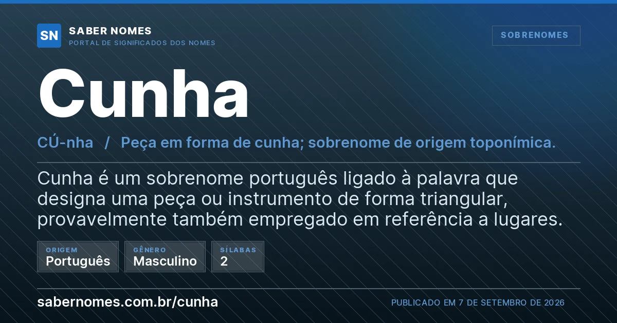 Imagem com o significado do nome Cunha