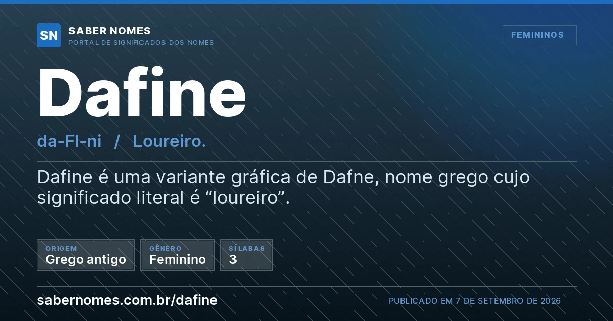 Imagem com o significado do nome Dafine