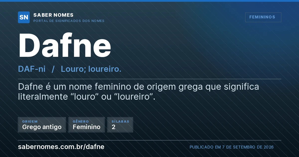Imagem com o significado do nome Dafne