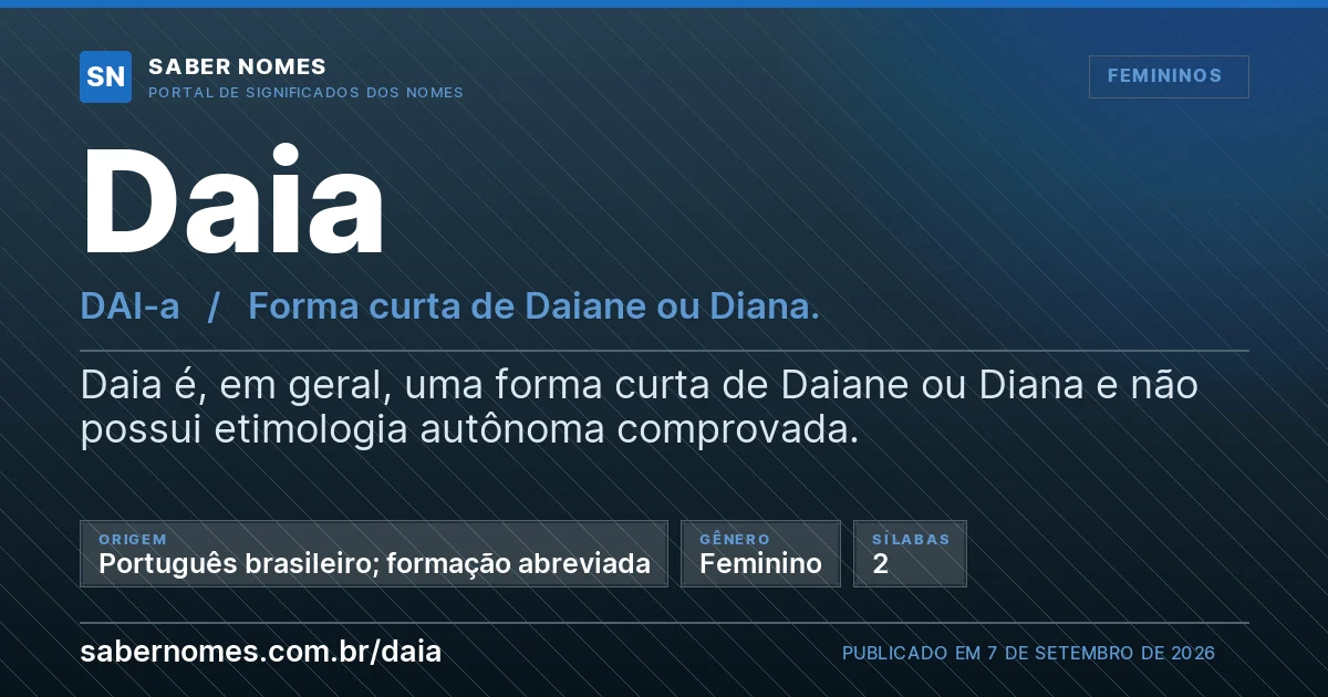 Imagem com o significado do nome Daia