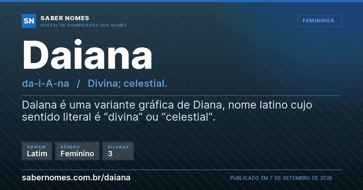 Imagem com o significado do nome Daiana