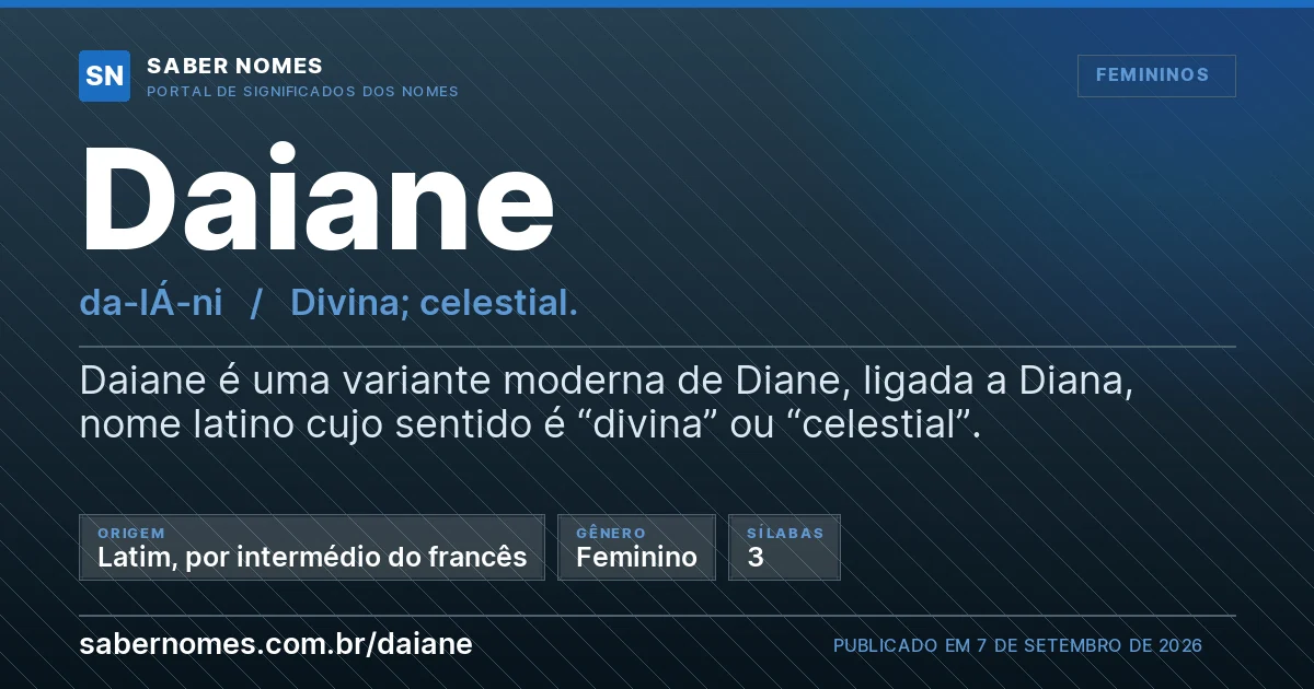 Imagem com o significado do nome Daiane