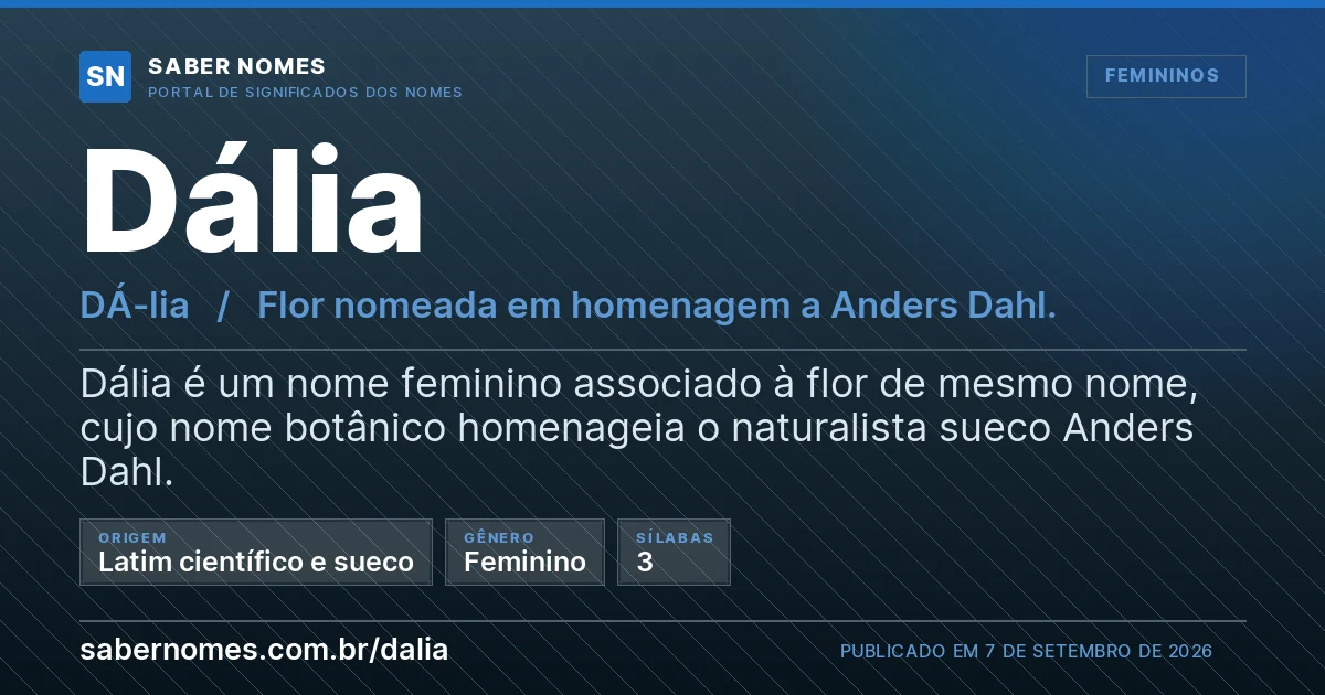 Imagem com o significado do nome Dália