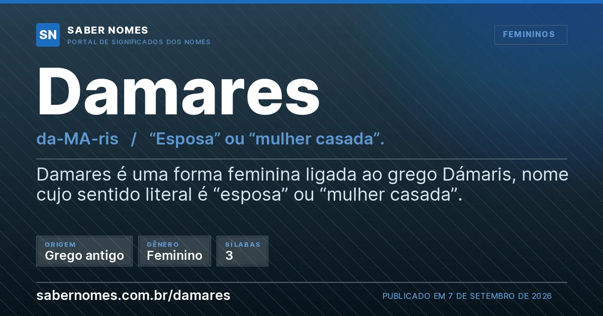 Imagem com o significado do nome Damares