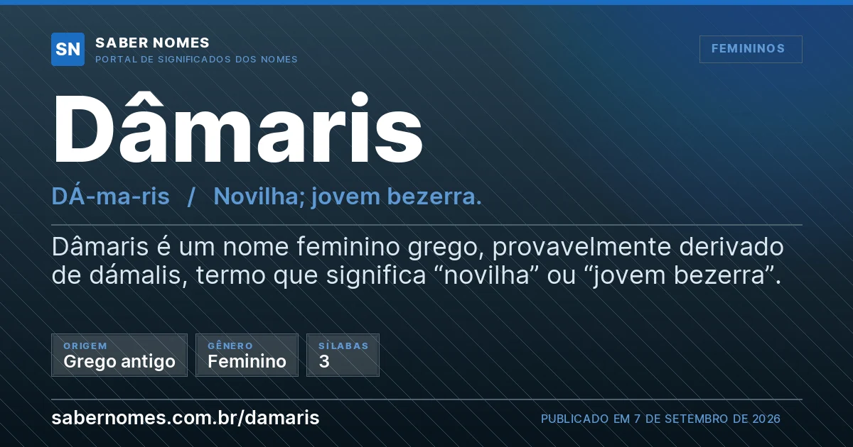 Imagem com o significado do nome Dâmaris