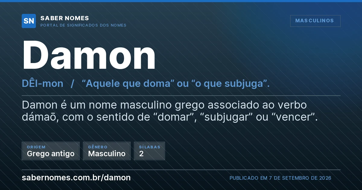 Imagem com o significado do nome Damon