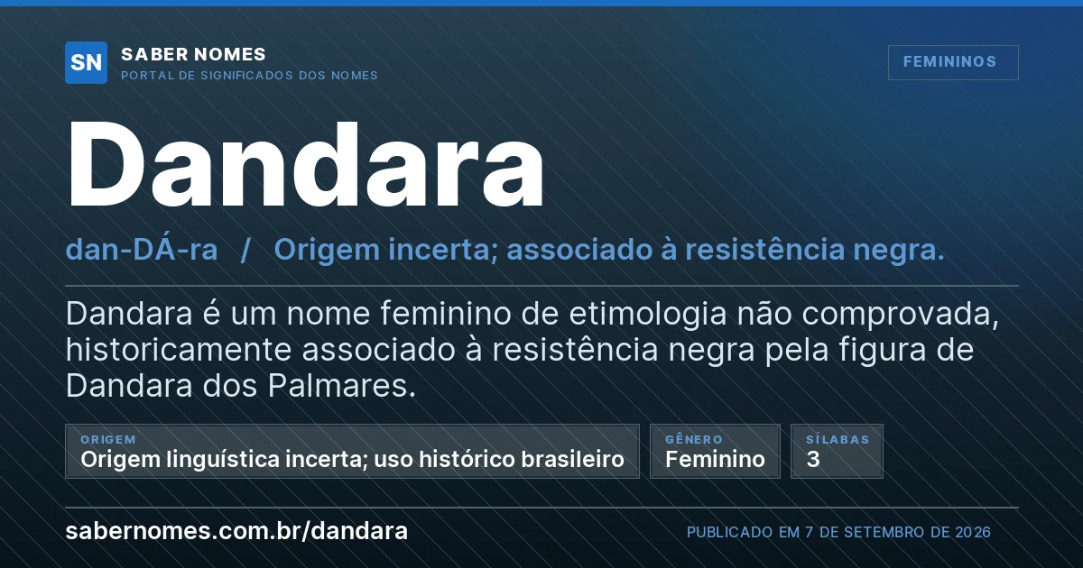 Imagem com o significado do nome Dandara