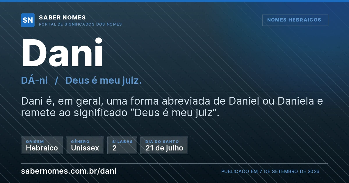 Imagem com o significado do nome Dani