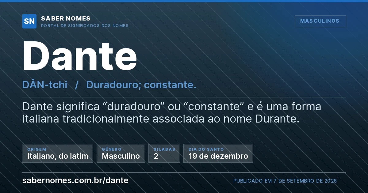 Imagem com o significado do nome Dante