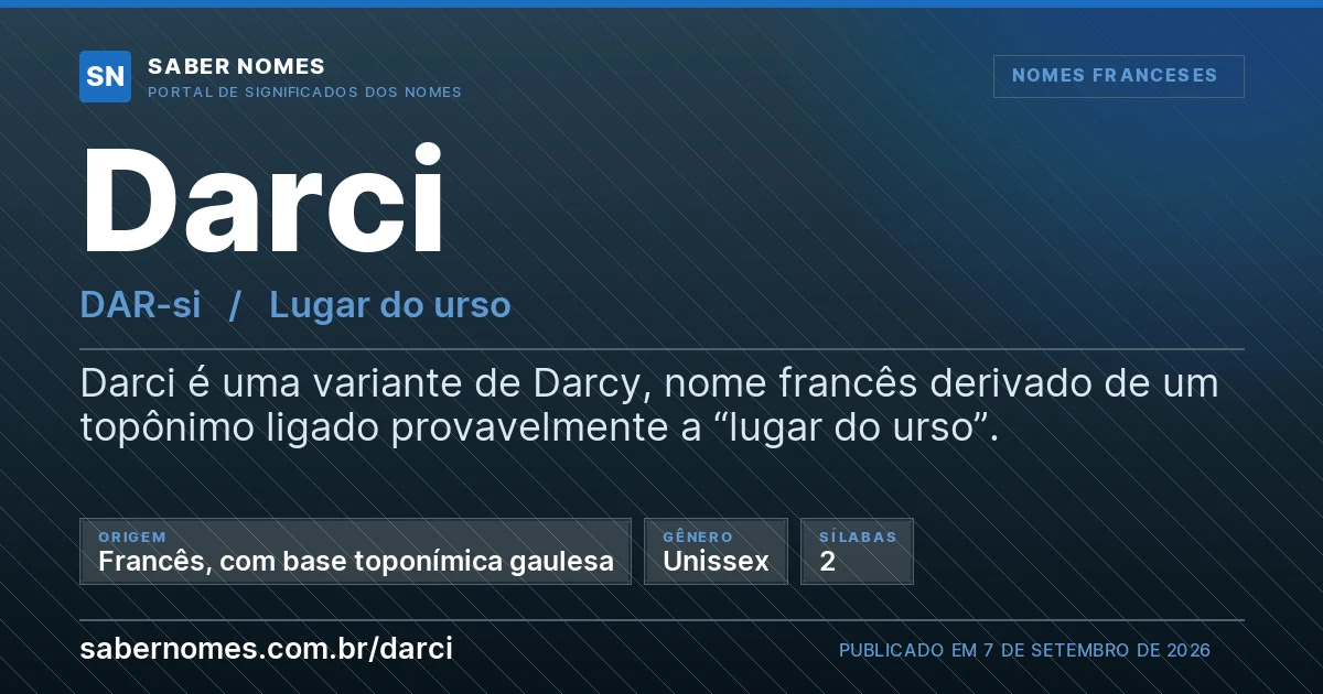 Imagem com o significado do nome Darci
