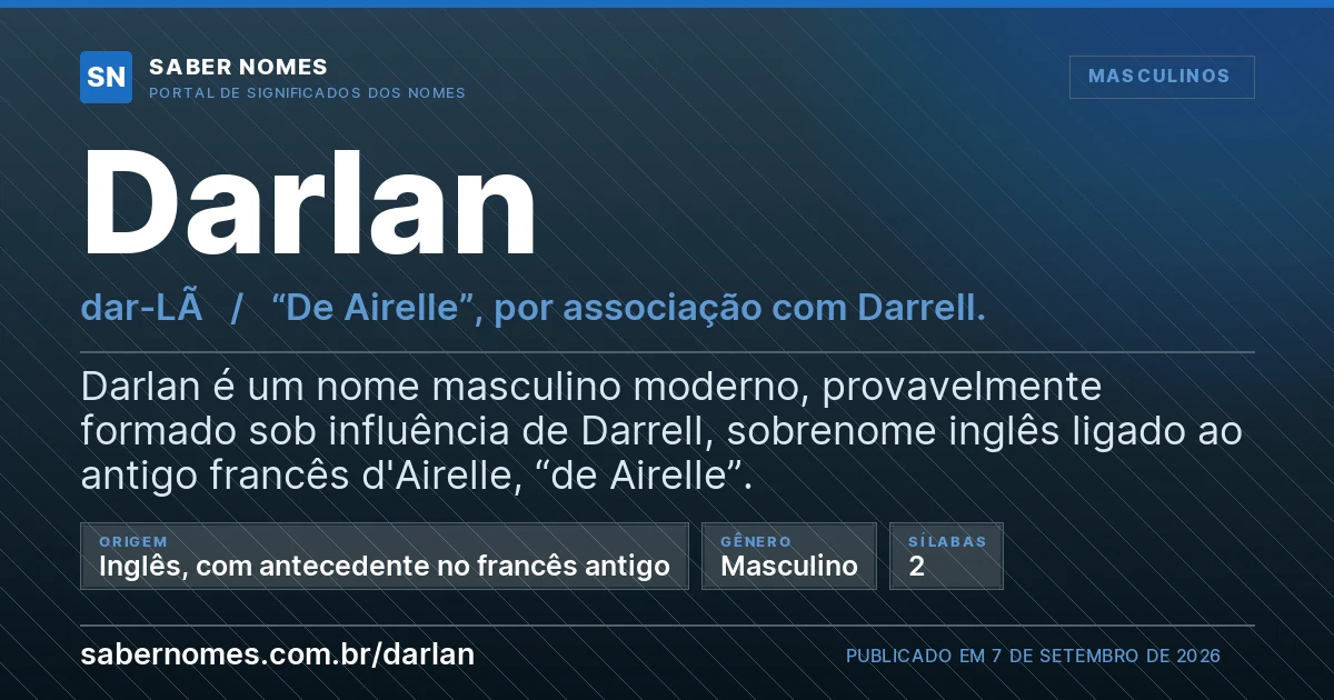Imagem com o significado do nome Darlan