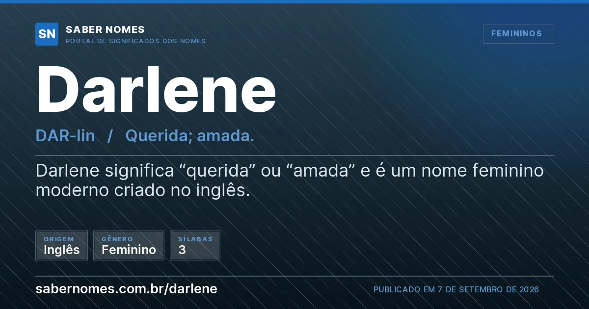 Imagem com o significado do nome Darlene