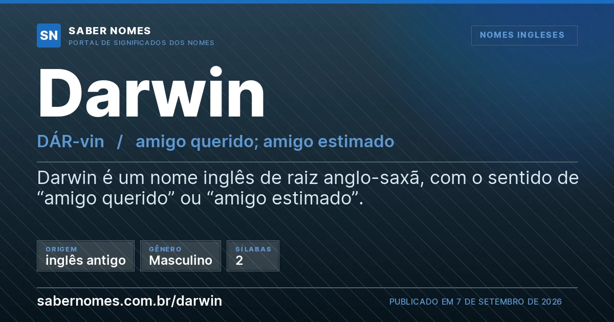 Imagem com o significado do nome Darwin