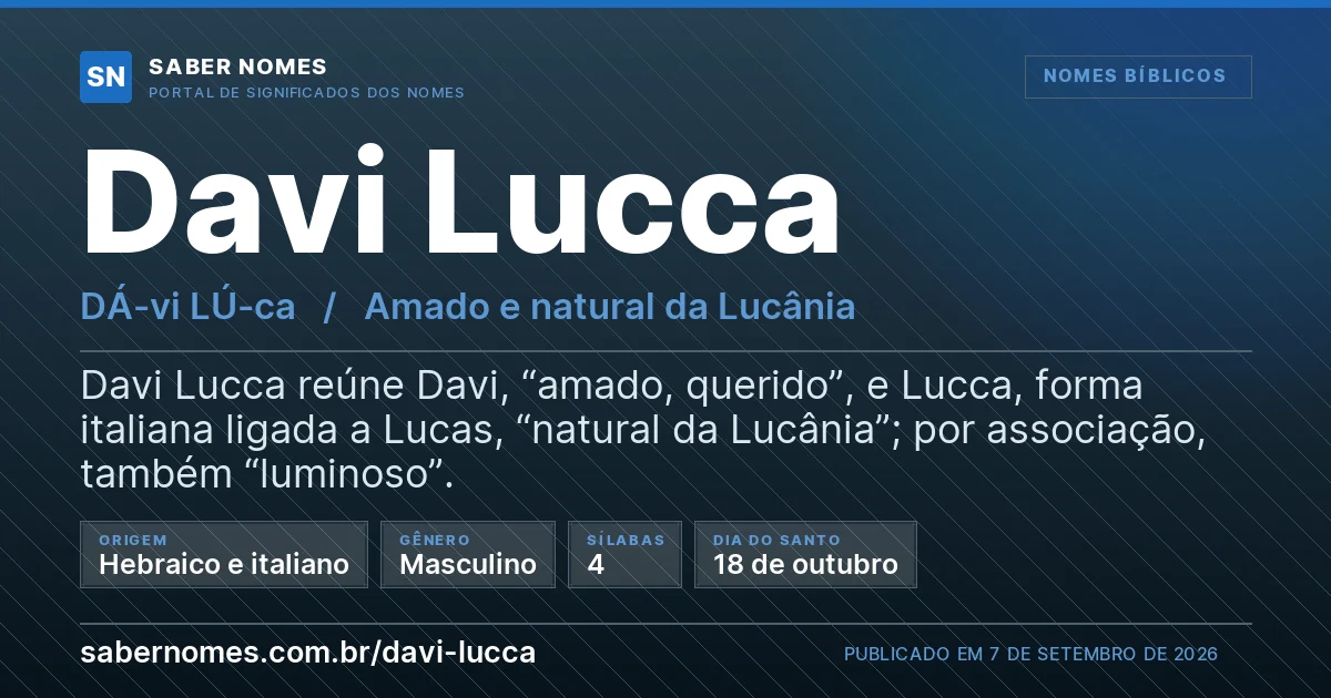 Imagem com o significado do nome Davi Lucca