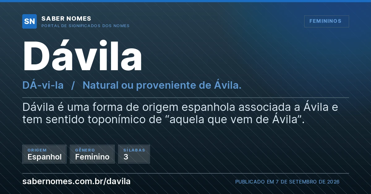 Imagem com o significado do nome Dávila