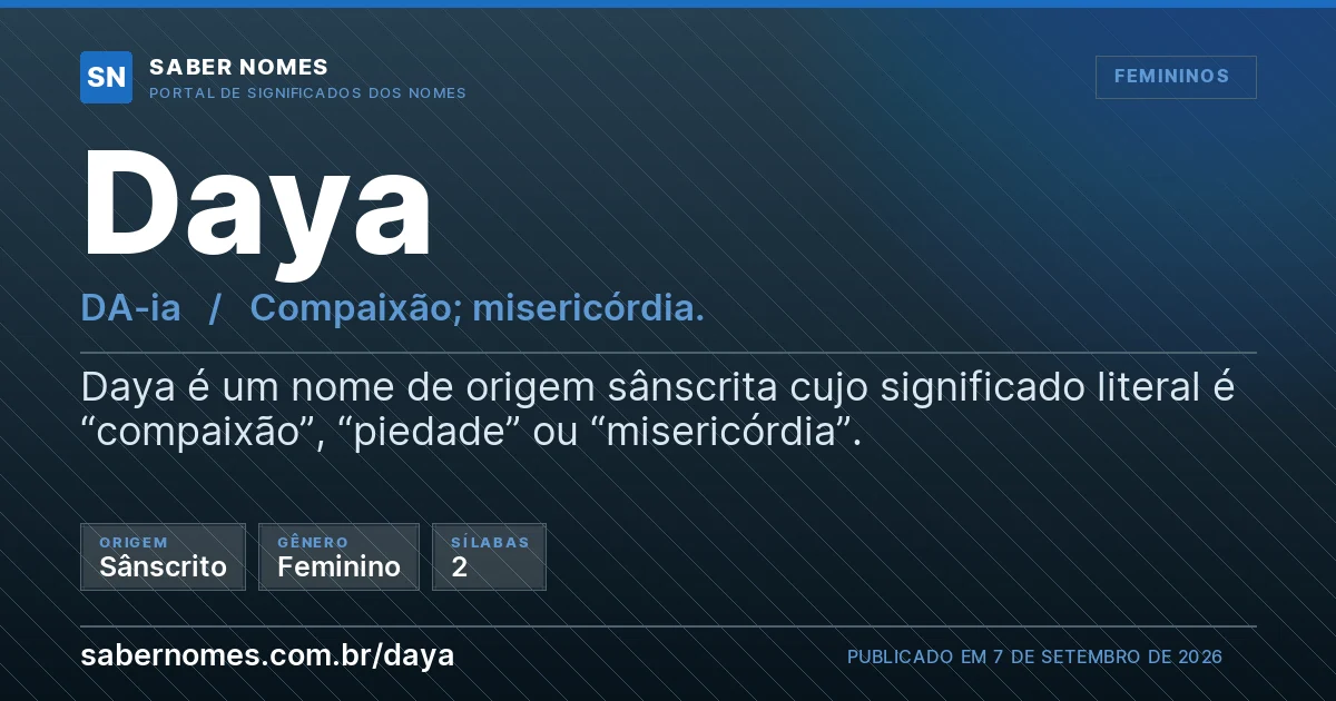 Imagem com o significado do nome Daya
