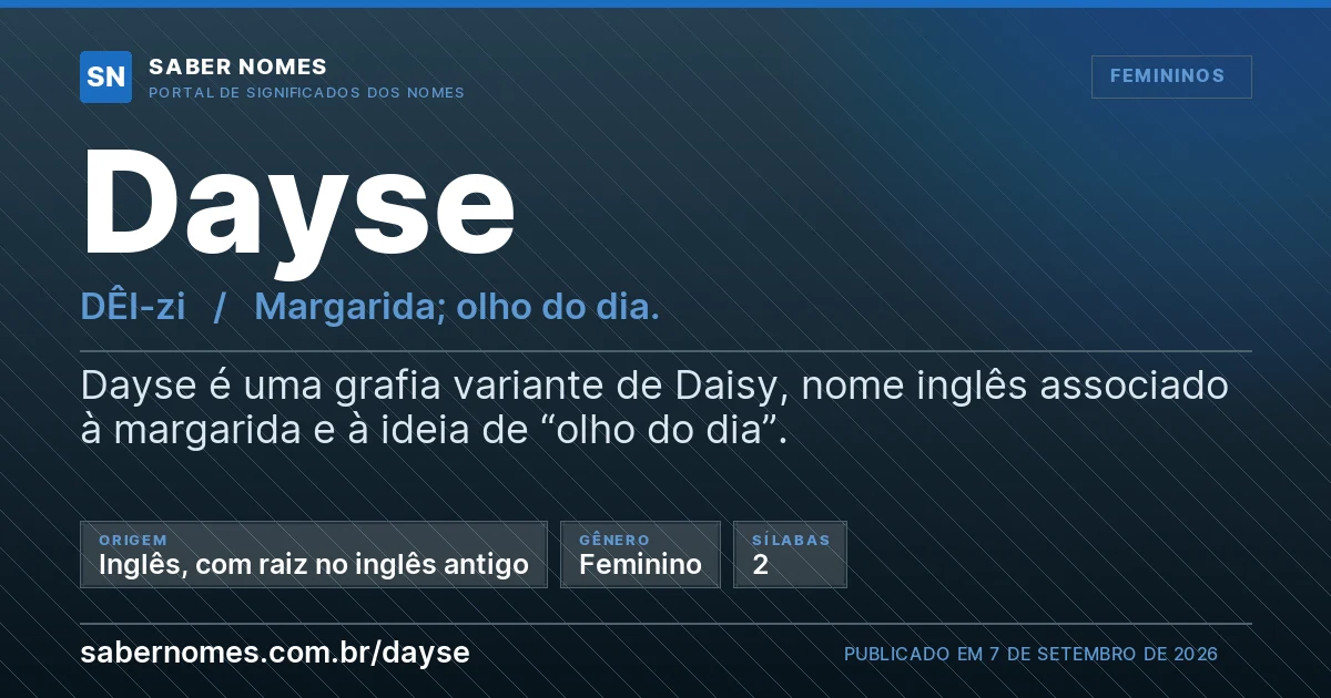 Imagem com o significado do nome Dayse