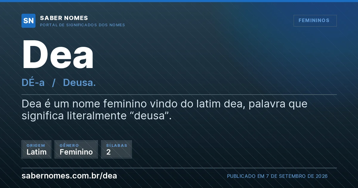 Imagem com o significado do nome Dea