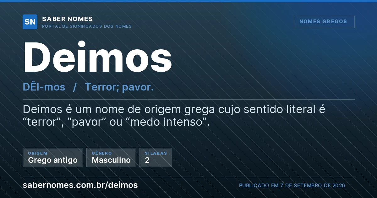 Imagem com o significado do nome Deimos