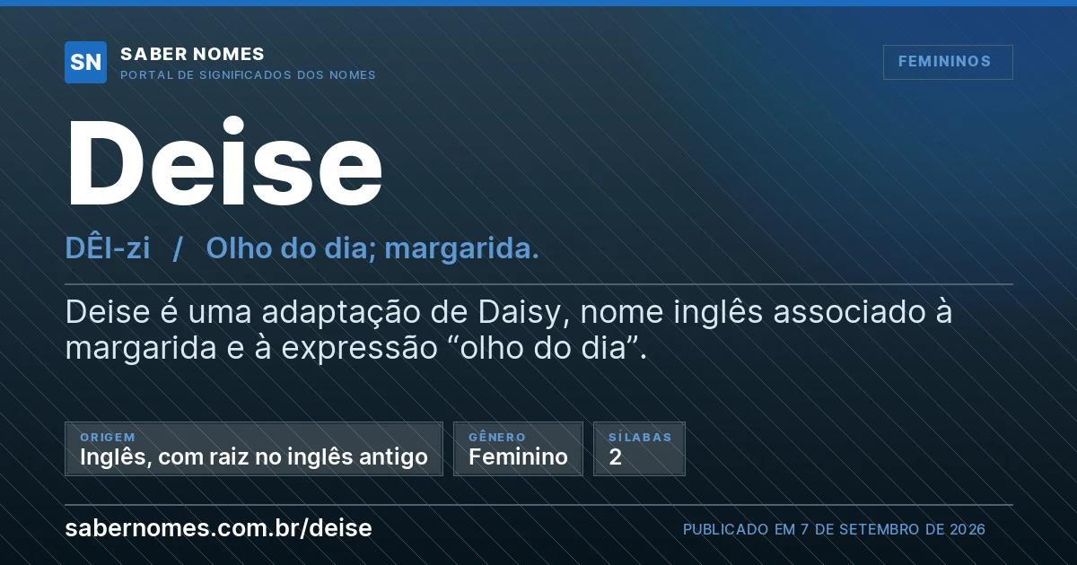 Imagem com o significado do nome Deise