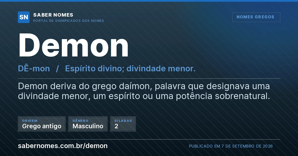 Imagem com o significado do nome Demon