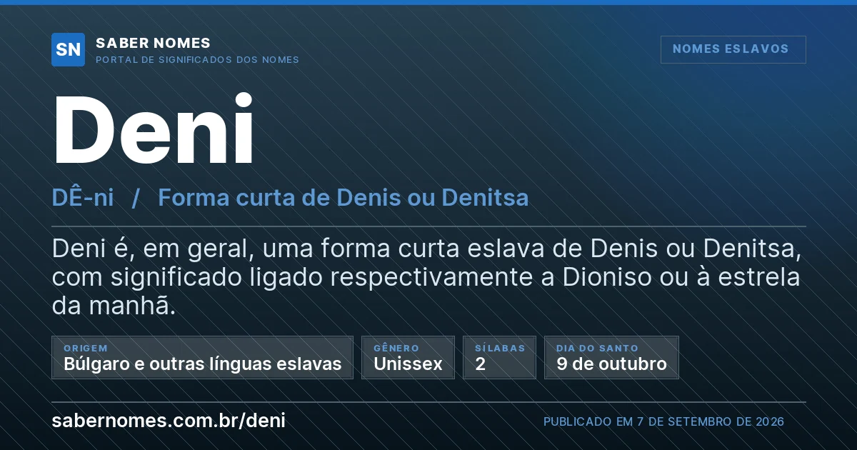 Imagem com o significado do nome Deni