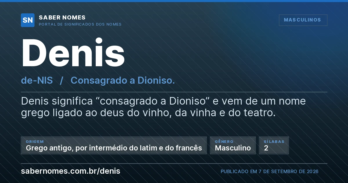 Imagem com o significado do nome Denis