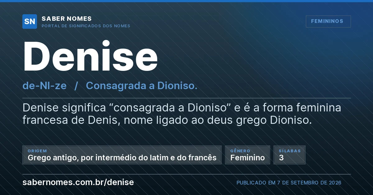 Imagem com o significado do nome Denise