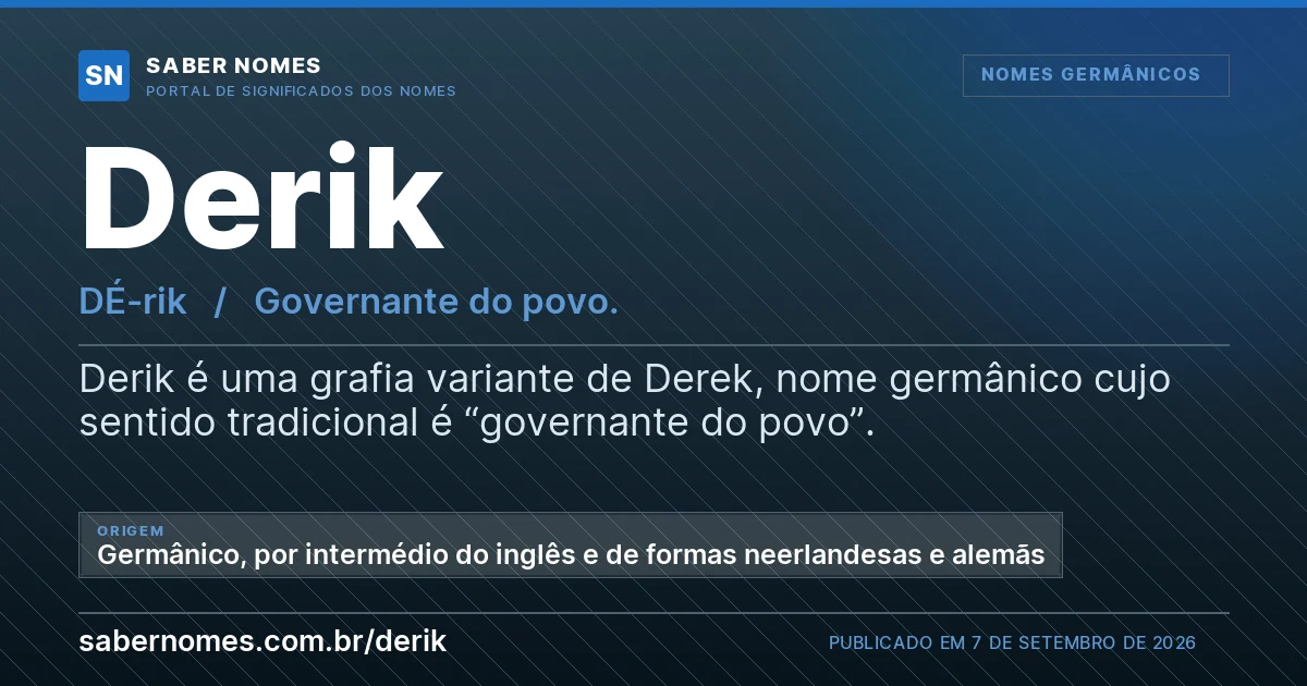 Imagem com o significado do nome Derik